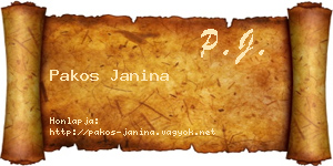 Pakos Janina névjegykártya
